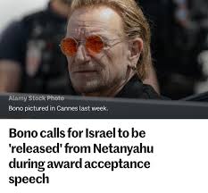 Fair play to Bono for being the first Irish artist to call out Israel.  Hopefully others will now find the courage to speak out.