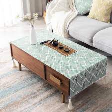 Cackleberry home black and white ticking stripe woven cotton fabric tablecloth, 54 square. Tablecloth Waterproof Oil Proof Living Room Accessories Babakud