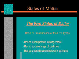 Heating and cooling a substance may change it from one state to another. Chemistry The Five States Of Matter Ppt Download