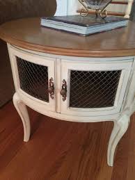 French Provincial End Table Round End Table Painted Furniture Decorative Wire Doors French Country Decor Furniture Refinishing Furniture End Table Makeover