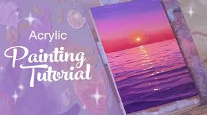 Choose your favorite purple sunset paintings from millions of available designs. Acrylic Painting Tutorial Purple Ocean Sunset Beginner To Intermediate Youtube