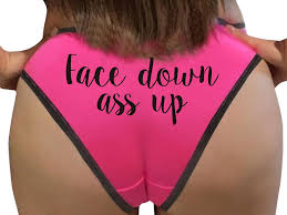 Knaughty Knickers Face Down Ass Up Assume the Position Pink and Black  Bikini Panties Sexy Underwear Lace Trim at Amazon Womens Clothing store
