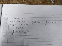 Berdasarkan sifat persamaan nilai mutlak maka diperoleh 2 persamaan sebagai berikut. Pertidaksamaan Nilai Mutlak Dari 2x 3 Lt 4 Brainly Co Id