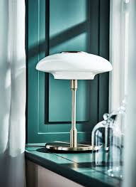 Tallbyn Tafellamp Vernikkeld Opaalwit Glas 40 Cm Ikea Lampentisch Lampe Mundgeblasenes Glas