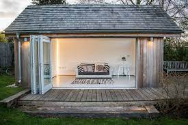 Converting Garage Into Bedroom Garden Shed Building Contemporary With Bi Fold Doors Converted Shed Jpg Garage Guest House Contemporary Garage Doors Pool Houses