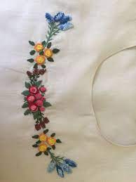 Blue floral machine embroidery design. Embroidery Hand Embroidery Designs Hand Embroidery Dress Flower Embroidery Designs