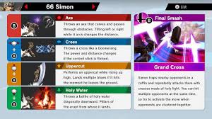Simon belmont and richter belmont from the castlevania series; . Simon Super Smash Bros Ultimate Unlock Stats Moves