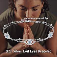 VONALA Pulsera de plata de ley Claddagh libélula con gato, mal de ojo,  margaritas, cadena de eslabones, regalo de joyería para mujeres y niñas,  talla única, Plata de ley, No es una