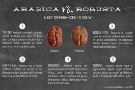 Arabica Vs Robusta Coffee Beans 5 Key Differences Espresso Perfecto Robusta Coffee Coffee Varieties Coffee Beans