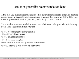Job description plant human resource manager. Senior Hr Generalist Recommendation Letter