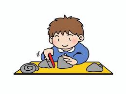 Free Vectors | A boy playing with clay Cut with a spatula
