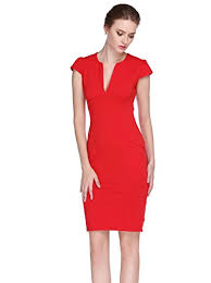 La couleur me plaît beaucoup. L Alysse Robe Moulante Crayon Fendu Zip Poches Manche Courte Bodycon Slim Femme M Rouge