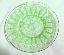 Vtg pink depression glass etched floral pattern serving. Jeanette Glass