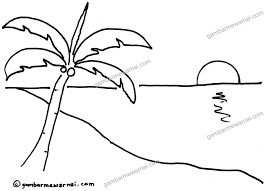 Pemandangan pantai dan lautan sangatlah indah. Gambar Untuk Mewarnai Sketsa Pemandangan Pantai Sketsa Pantai Gambar