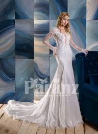 ❤️️ see more trends & collections ⤵ weddingdressesguide.com. Elegant Long Trail White Tulle Wedding Gown With Full Sleeve Appliqued Bodice