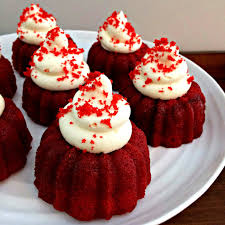 Red Velvet Mini Cakes With Cream Cheese Frosting Mini Bundt Cakes Mini Desserts Mini Cakes