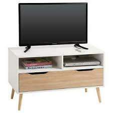 Wohnraum schrank in weiß & eiche dekor mit glas least. Lowboard Tv Rack Hifi Mobel Fernsehtisch Schrank Weiss Sonoma Eiche 90 Cm Breit Ebay