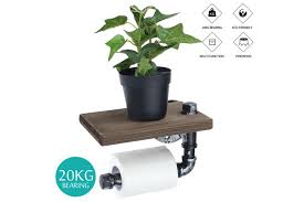 Maybe you would like to learn more about one of these? Industrial Silver Urban Rustic Iron Pipe Toilet Paper Roller Holder Wood Shelf Matt Blatt