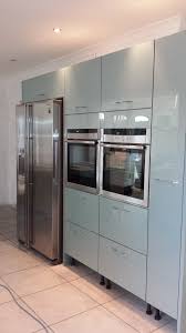 Astral Blue Acrylic Doors To Give A Semi Gloss Finish With Tall Kitchen Appliances Layout American Style Fridge Freezer Mid Century Modern Kitchen Renovation