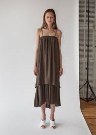 Black Crane Double Cami Dress On Garmentory Cami Dress Airy Dress Dresses