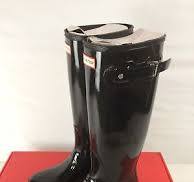 Open Box Hunter Original Tall Gloss Women's Rain Boots, Black, W10 | eBay