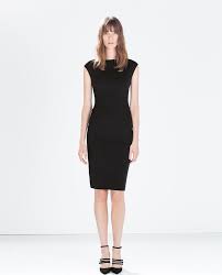 Zara Boatneck Tube Little Black Dress Midi Pencil Sheath Xs Party Wedding Outfit Interview Outfits Women Tube Dress Necklines For Dresses