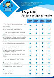 Download assessment results pdf and bring to program! 1 Page Disc Assessment Questionnaire Presentation Report Infographic Ppt Pdf Document Presentation Graphics Presentation Powerpoint Example Slide Templates