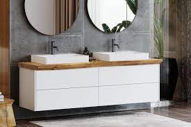 Handwaschbecken waschtisch mit waschtischunterschrank weiß stehend ohne griffe. Finja Unterschrank Weiss Eiche Waschtischplatte 4 Schubladen Spa Ambiente