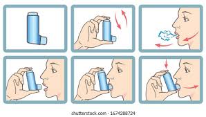 Take the cap off the inhaler and make sure the mouthpiece and spray hol are clean. How Use Asthma Inhaler Full Colour Stock Illustration 1674288724