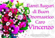 Cartolina Tanti Auguri Di Buon Onomastico Caro Vincenzo Con Immagine Di Un Bellissimo Mazzo Di Varie Quali Buon Onomastico Buon Compleanno Onomastico