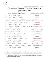 Synthesis combustion decomposition single replacement. Classify Balance Chemical Equations Exercise Set Keys Amped Learning Classification Reactions Worksheet Sumnermuseumdc Org