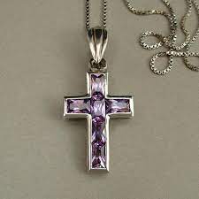 Vintage Italian Sterling Silver Amethyst Gemstone Cross Pendant Necklace Sig Sterling Silver Cross Pendant Sterling Silver Cross Necklace Sterling Silver Cross