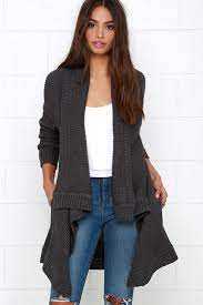 Bb dakota, los angeles, california. Cozy Dark Grey Cardigan Cardigan Sweater Open Front Cardigan 103 00 Lulus