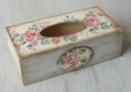 Wooden Tissue Box Cover Tissue Holder Napkin Box Rose Shabby Chic Style Tissue Box Covers Decoupage Box Decoupage