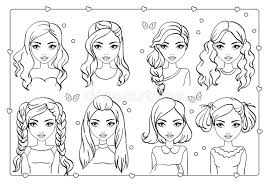 Thin, straight hair will not work the same in different hair styles as thick, wavy hair, and some styles are not manageable for different types of hair. Coloring Book Of Girl Different Hairstyles Stock Vector Illustration Of Trendy Hairstyle 147322334