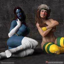 Rogue And Mystique Naked and Embarrassed by AlfaBravo 