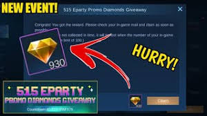 The game gives you the option to buy the diamonds with real money or with your credit card, but nobody likes that. 515 Eparty Promo Diamonds Give Away Claim Your Promo Diamonds Now Free For All Mlbb Youtube