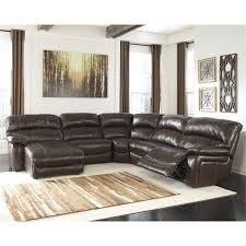 Ashley Furniture Damacio 5 Piece Leather Reclining Sectional In Brown Sectional Sofa Couch Leather Sectional Sofas Furniture