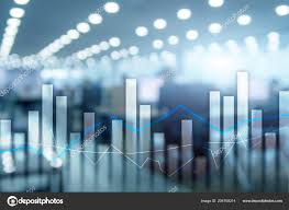 Financial Graphs Charts Blurred Business Center Background