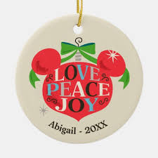 Vintage Mickey Mouse Love Peace Joy Ceramic Ornament Zazzle Com In 2020 Disney Christmas Ornaments Vintage Mickey Mouse Vintage Mickey