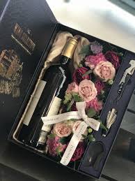Mothers day flowers and gifts. Flower Box With Wine Flower Box Gift Wine Gift Boxes Flower Boxes