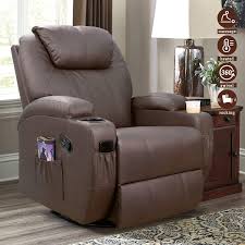 I am also scared to work with brown as far as finding other furniture besides also, we are in the military and my husband is about to deploy in the next few months. Amazon Com Furniwell Recliner Chair Massage Leather Living Room Chair Home Theater Seating Heated Overstuffed Single Sofa 360 Swivel And Rocking Brown Furniture Decor