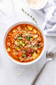 A family feast zucchini tomato italian sausage soup. Zucchini Tomato Italian Sausage Soup Recipe Sausage Soup Recipe Eatwell101