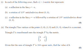 Exam Questions Matrix Transformations Examsolutions
