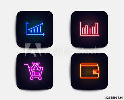 Neon Glow Lights Set Of Column Chart Cross Sell And Chart