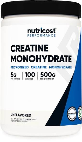 Amazon.com: Nutricost Micronized Creatine Monohydrate Powder - 500g (100 Servings) - Pure Unflavored - 5g Per Serving - Non-GMO, Gluten Free
