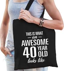 Bol Com Awesome 40 Year Geweldig 40 Jaar Cadeau Tas Zwart Voor Dames Kado Tas Verjaardag