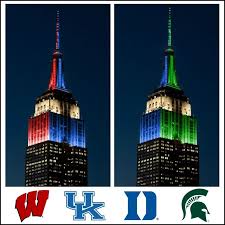 April 4 2015 The Empire State Building Celebrates The Ncaa Final Four Matchup By Lighting In The Colors Of Michi Empire State Building Tower Light Final Four