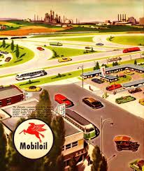 1956 Mobil Calendar Back Cover Vintage Calendar Retro Futurism Retro Illustration