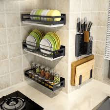 Run the plated object under running warm water. Punch Free Kitchen Rack Diy Wall Hanging Black Stainless Steel Seasoning Dish Holder Pot Cover Storage Rack Organizer Tool 08173 Racks Holders Aliexpress